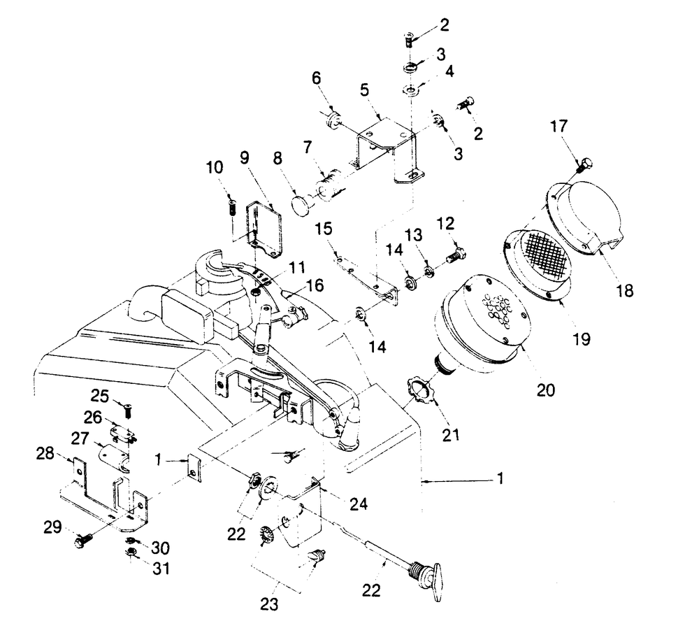 Engine Accessories Diagram and Parts List for 1005-A  Generac Welder