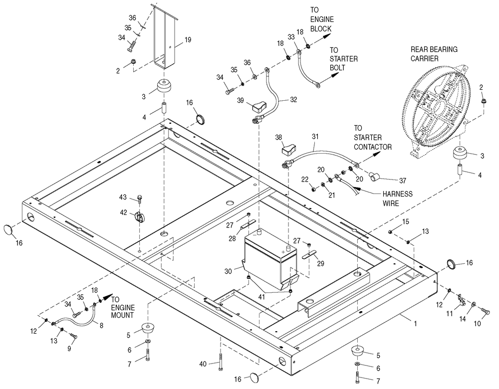 Mounting Base Diagram and Parts List for 0049922 (4100779 - 4393839)(2008) Generac Generator