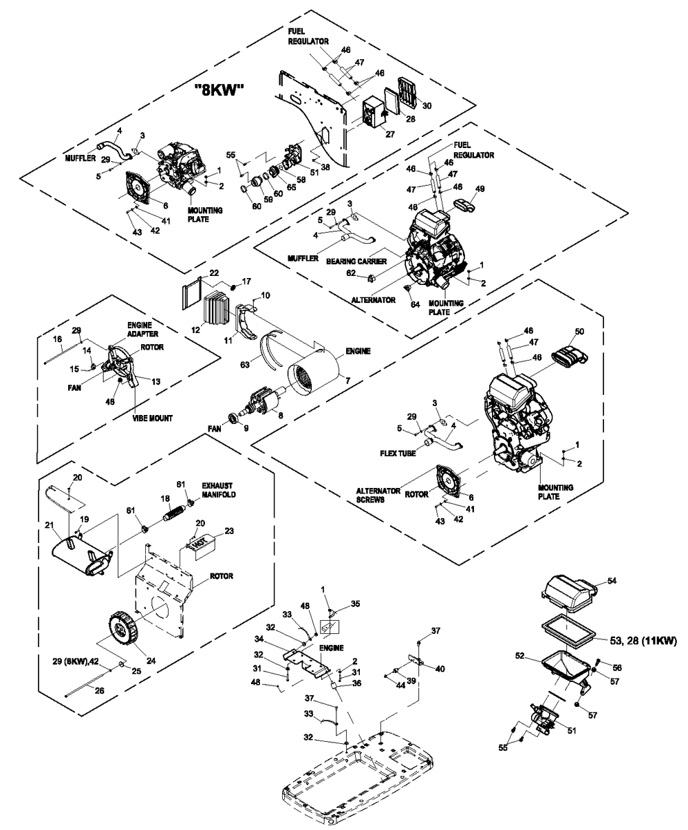 Diagram Diagram and Parts List for 0062660 (8691208 - 8691243)(2014) Generac Generator