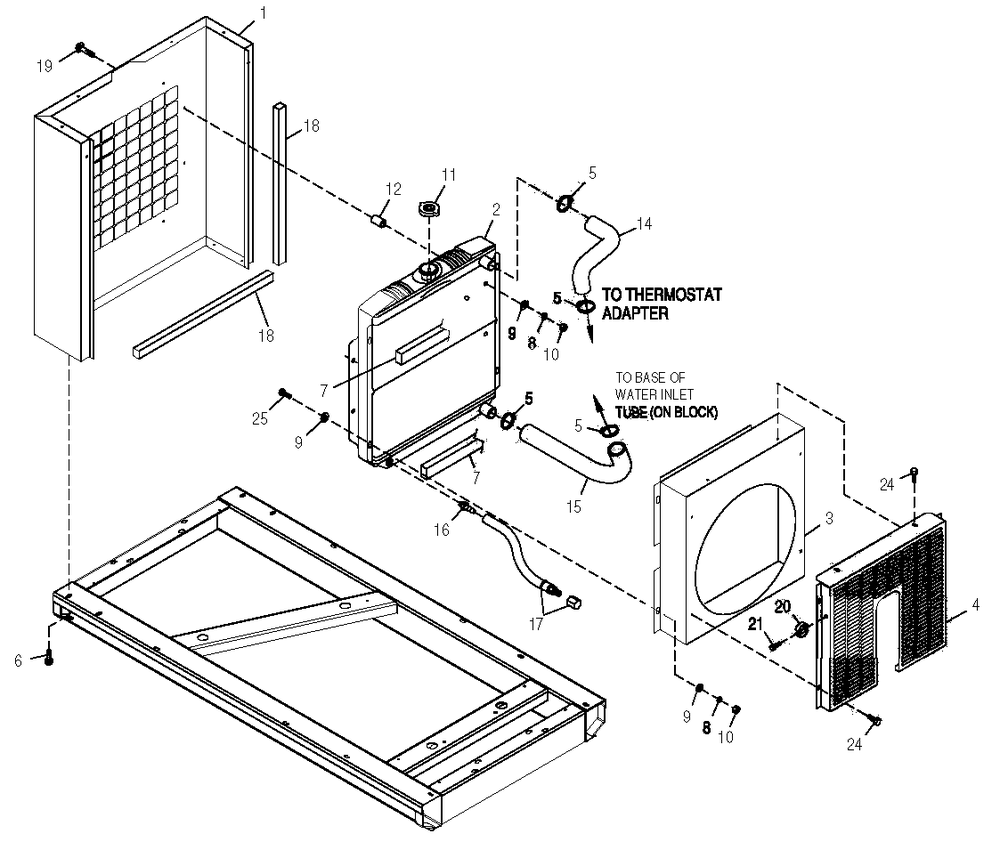 Radiator Diagram and Parts List for 0050990 (1305V02725 - 3205V03307)(2014) Generac Generator