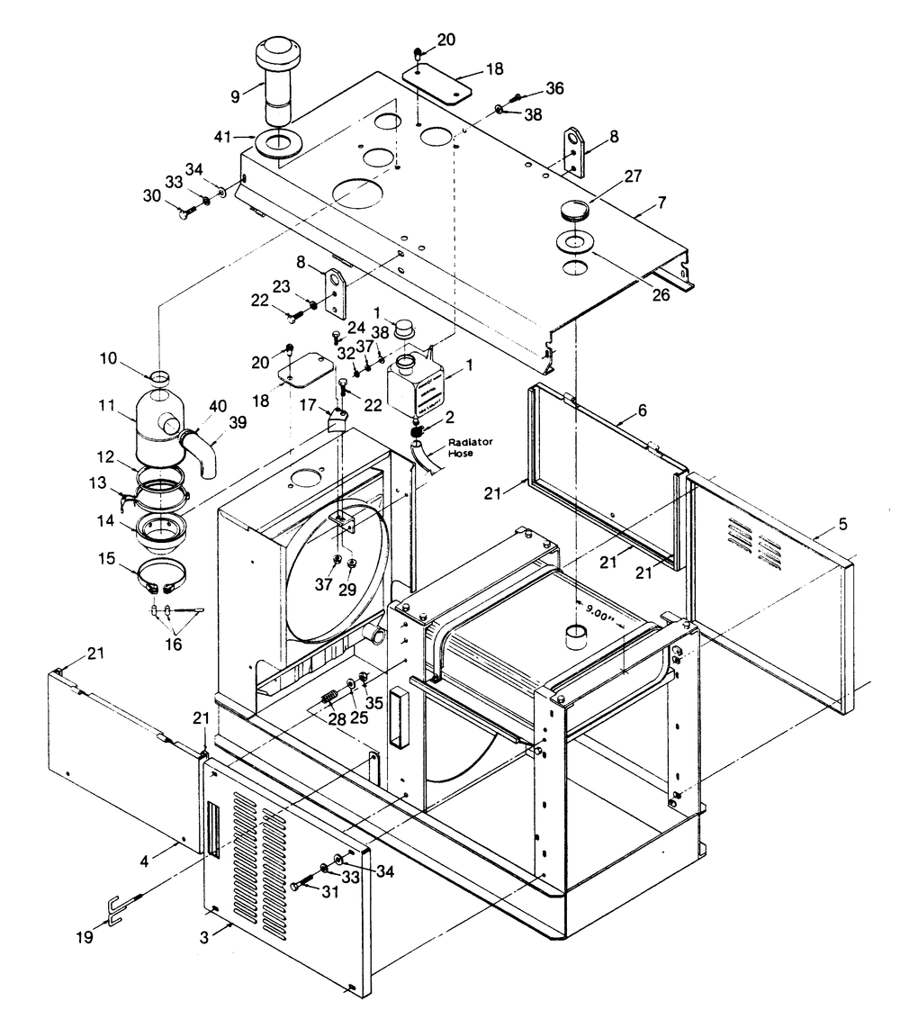 Alternator Exterior Panels Diagram and Parts List for 1010-B  Generac Welder