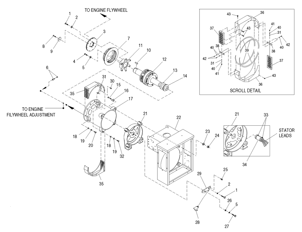 Ev Generator / Direct Diagram and Parts List for 0043736 (3704503)(2003) Generac Generator