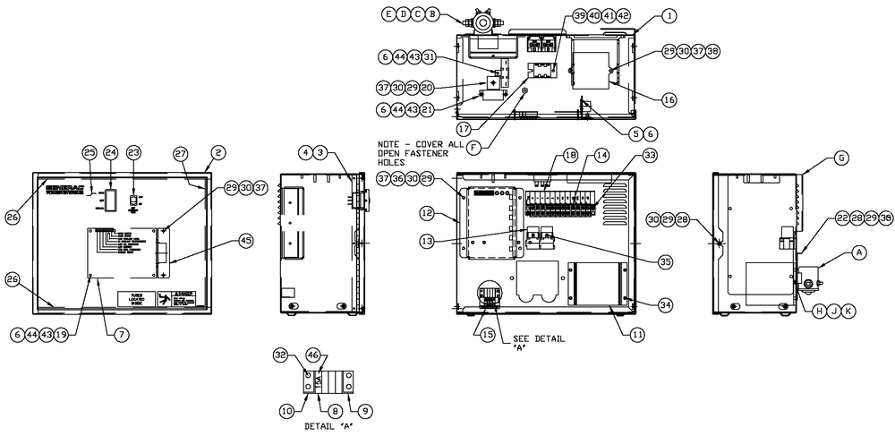 R-100 3600 Rpm 3.0l/3.9l Diagram and Parts List for QT07039AVSN (4166739 - 4225329)(2005) Generac Generator