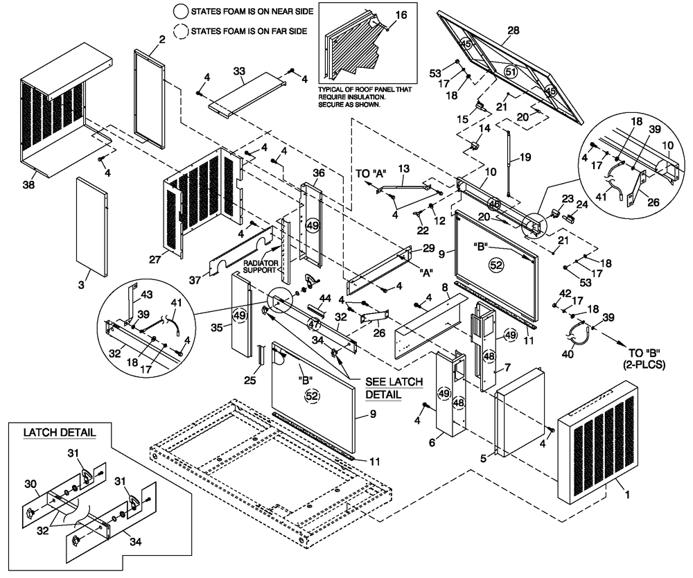 Ev Encl Aco 3.9l G8 Hsb Diagram and Parts List for 0051001 (1705V02780 - 3305V03353)(2005) Generac Generator