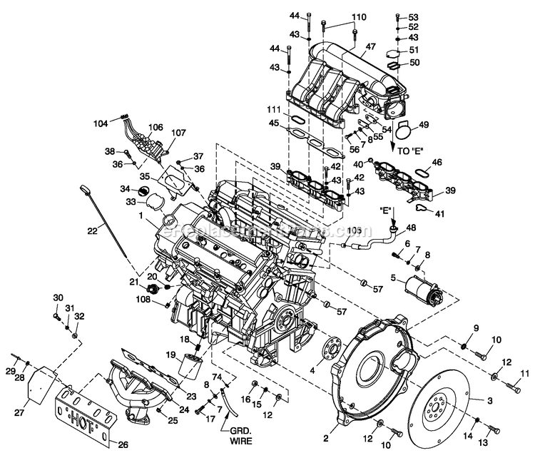 Engine Common Parts 3.0l G14 (3) Diagram and Parts List for QT06030JVSN (4923850)(2007) Generac Generator