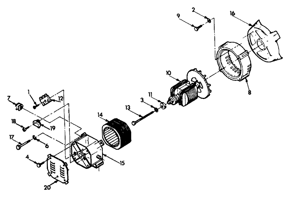 Generator Diagram and Parts List for 4W115A (9160-0)(9160-0) Generac Generator