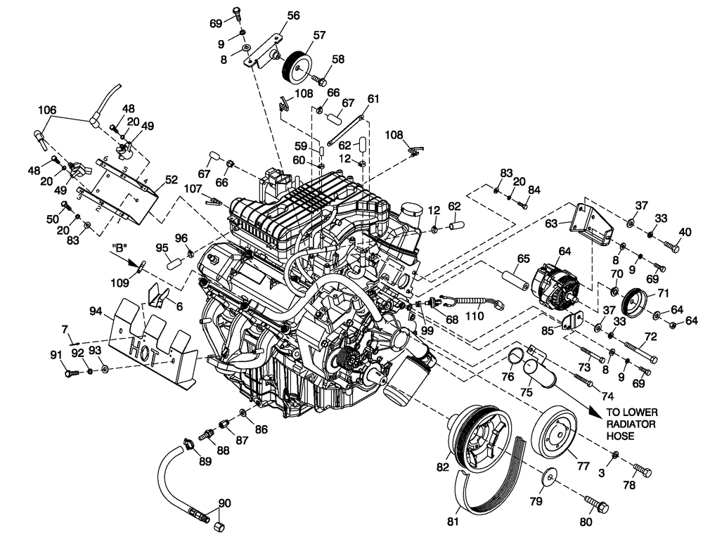 Engine Common Parts 4.2l G3 Diagram and Parts List for 0054200 (4868635 - 5101685)(2008) Generac Generator