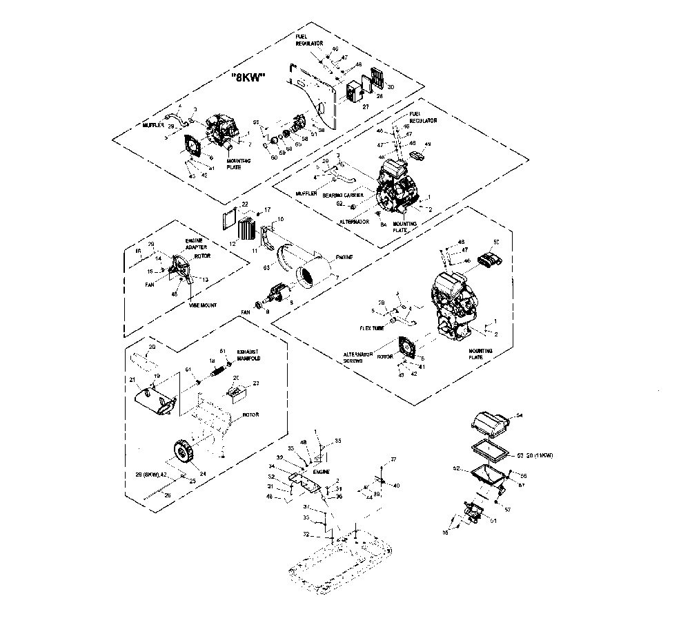 Generator Diagram and Parts List for 006437-0  Generac Generator