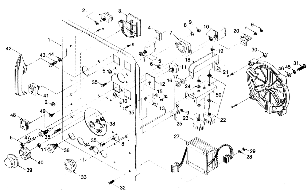 Control Panel Diagram and Parts List for 1003-A  Generac Welder