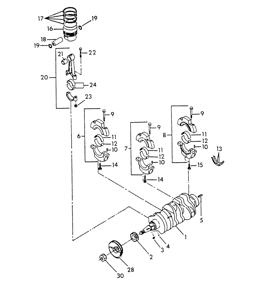 Crankshaft, Piston And Flywheel Diagram and Parts List for 9319-0  Generac Generator