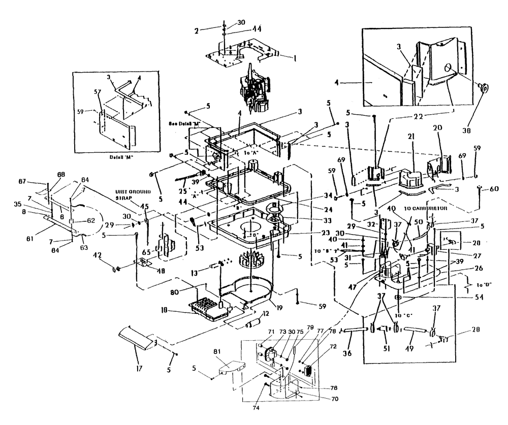 Gasoline Engine Sheet Metal Diagram and Parts List for 0941-1  Generac Generator