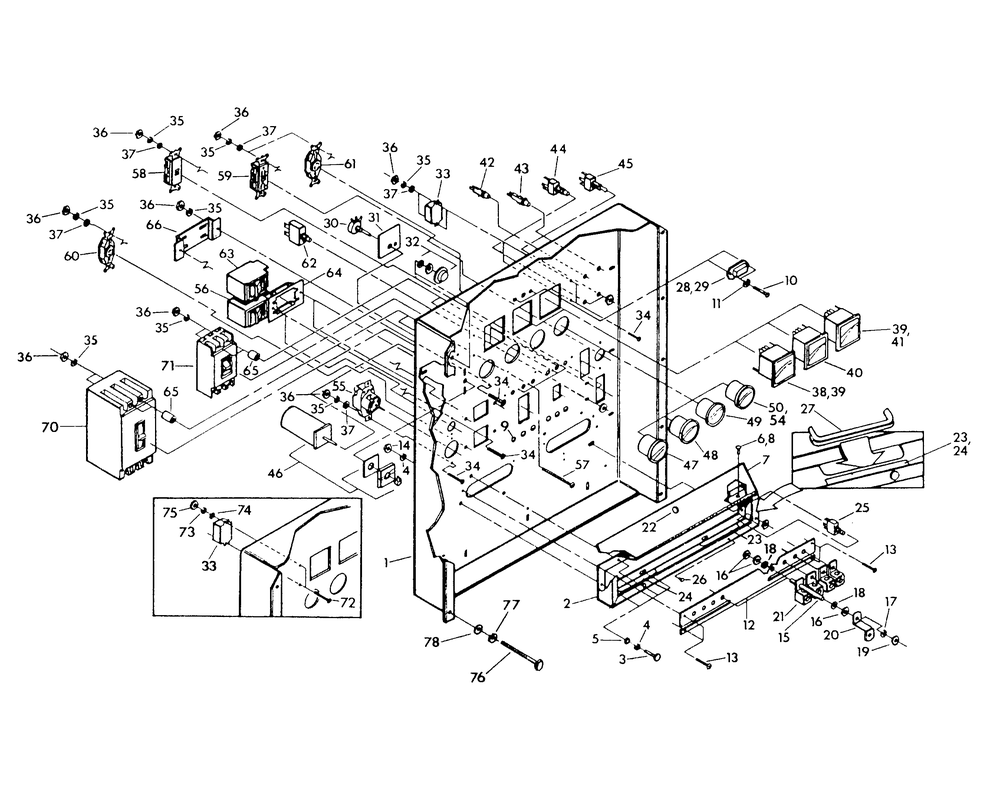 Front Of Control Panel Diagram and Parts List for 9134-2  Generac Generator