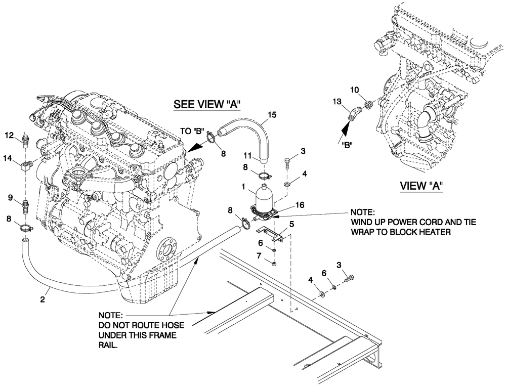 2.4l G2 Block Heater Diagram and Parts List for QT02524ANNNA (5555295 - 5614645)(2009) Generac Generator