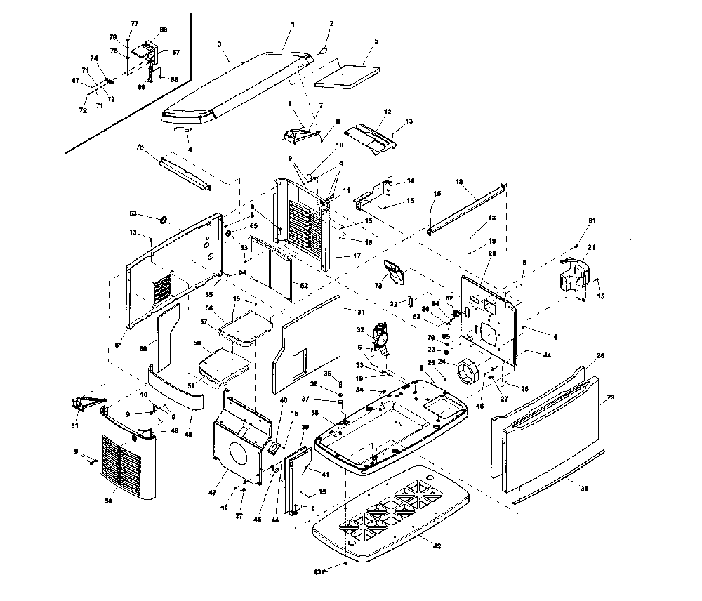 Enclosure Diagram and Parts List for 006437-0  Generac Generator