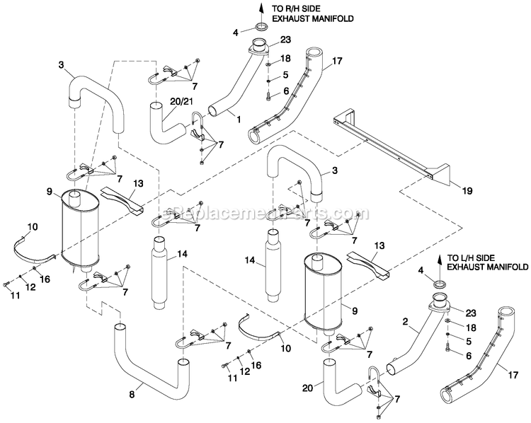 Muffler 5.4l/6.8l Cpl Exhaust C3 Diagram and Parts List for QT07068JNAN (5775758)(2010) Generac Generator