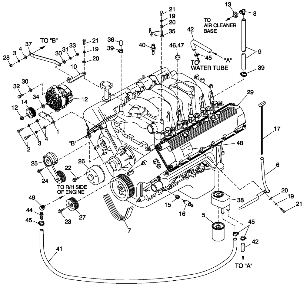 Engine Common Parts L/H Side Diagram and Parts List for ST07068ANSN (5378096)(2009) Generac Generator