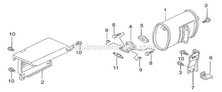 Muffler Assy Diagram and Parts List for 005723R0 (5132447)(2016) Generac Generator