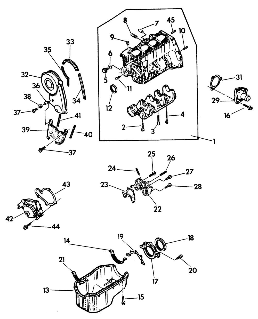 Cylinder Block And Oil Pan Diagram and Parts List for 9260-4  Generac Generator