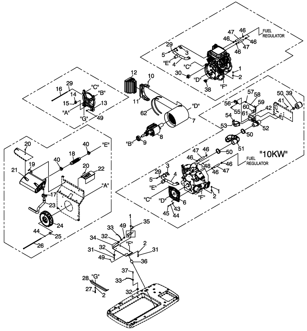 Generator Diagram and Parts List for 0060340 (6236718 - 6258680)(2011) Generac Generator