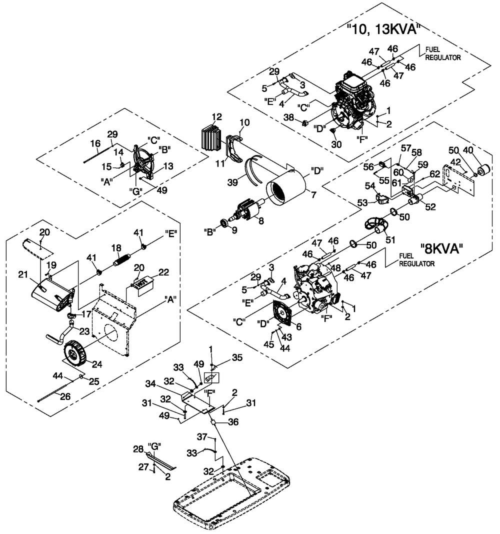Generator Diagram and Parts List for 0059161 (8220550 - 8244578)(2013) Generac Generator