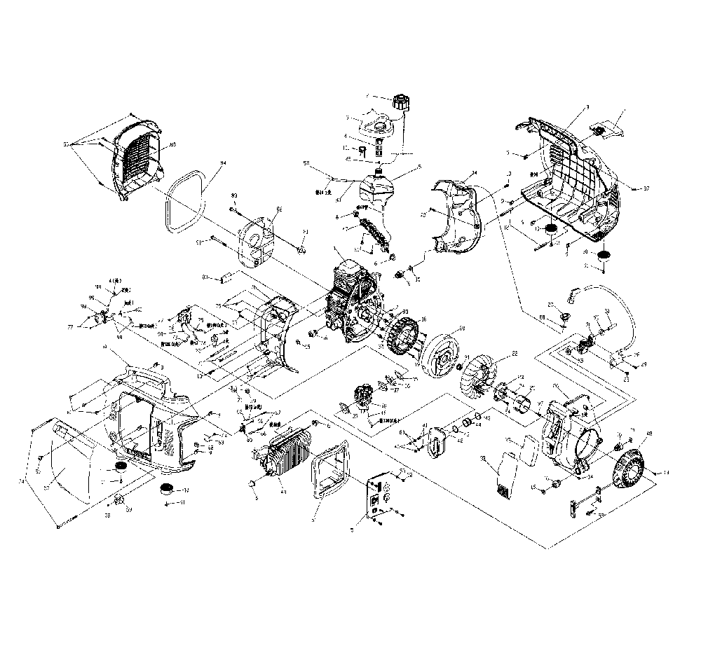 Main assy Diagram and Parts List for 005793-3  Generac Generator