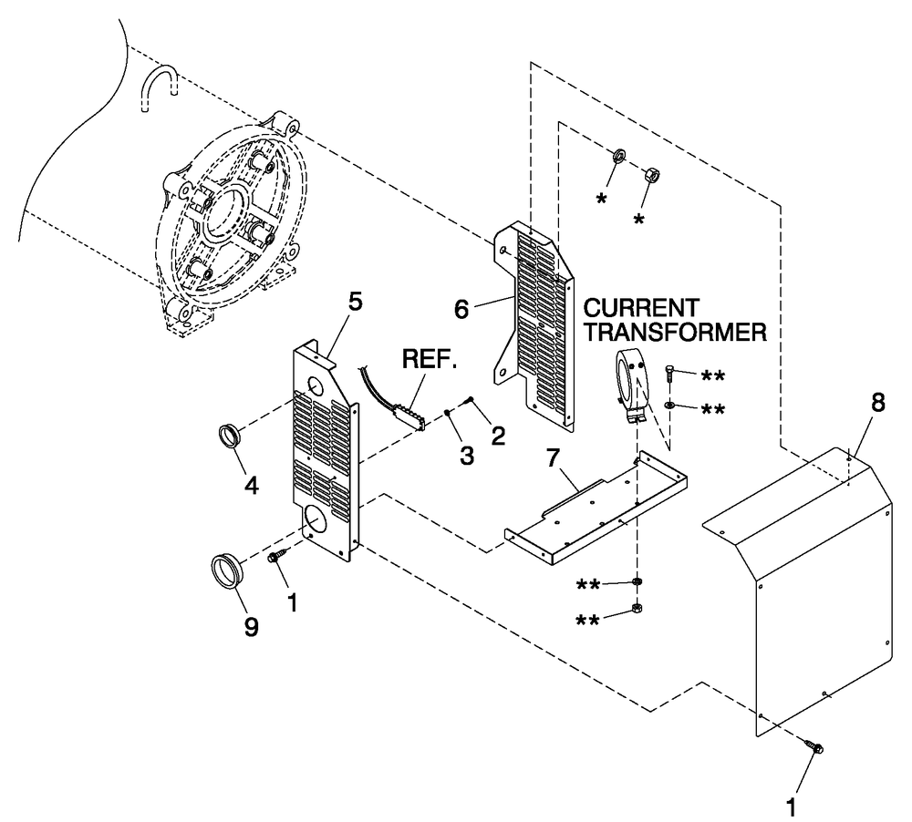 Exciter Shielding Cpl 5.4l 80kw And 100, 130kw Diagram and Parts List for QT15068AVNYA (5825782)(2010) Generac Generator