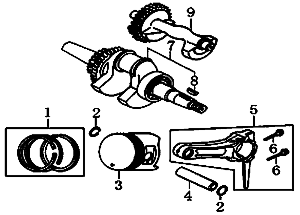 Crankshaft And Piston Diagram and Parts List for GP5500 (6827604A - 6827963A)(2011) Generac Generator