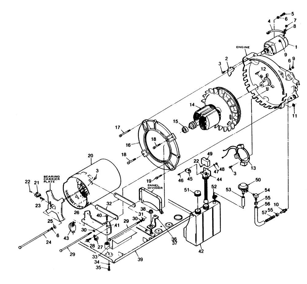 Alternator, Ignition, Oil Make-Up Systems Diagram and Parts List for 6897-5  Generac Generator
