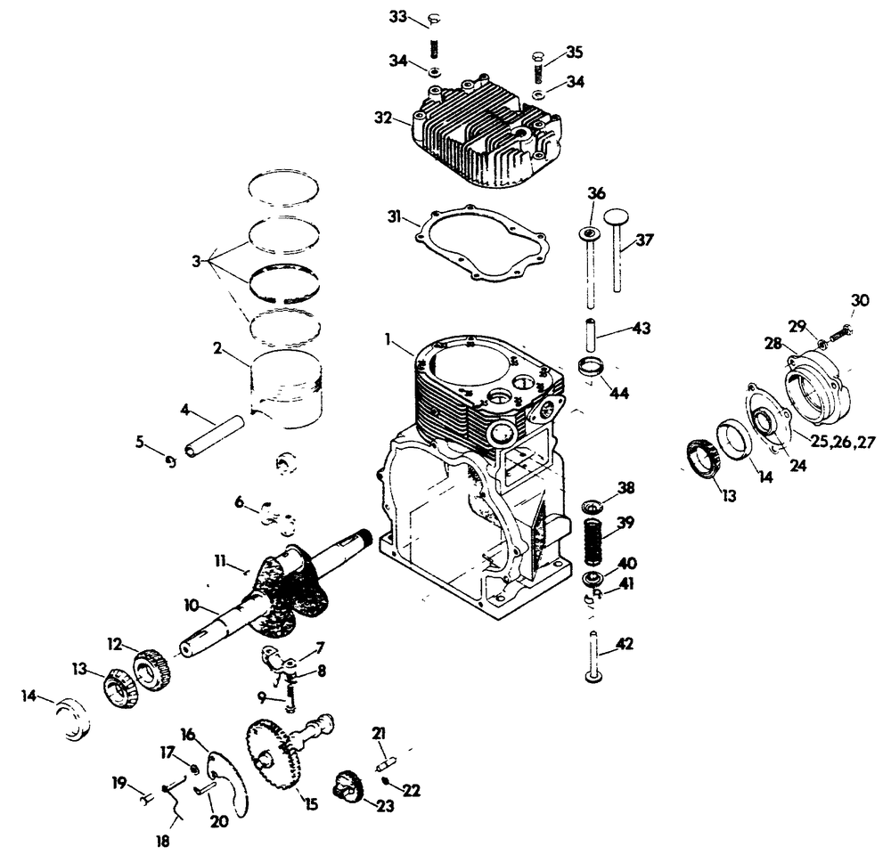Engine Diagram and Parts List for 6214-0  Generac Generator