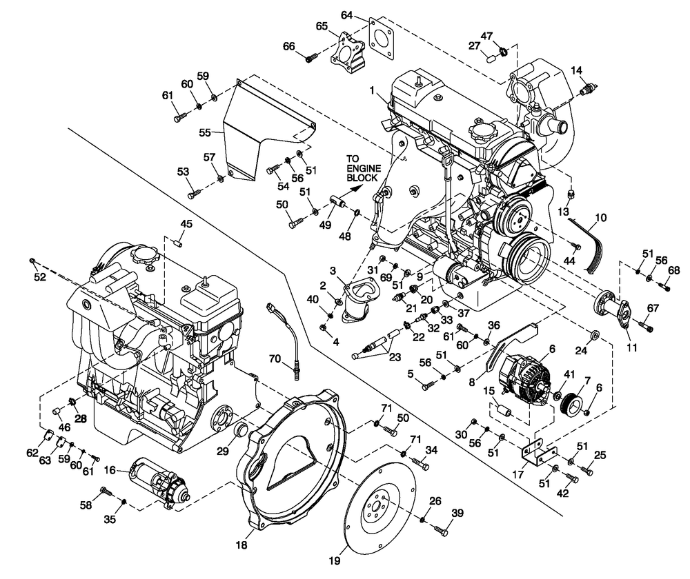 Engine Common Parts Diagram and Parts List for 0052600 (4362767 - 4399223)(2006) Generac Generator