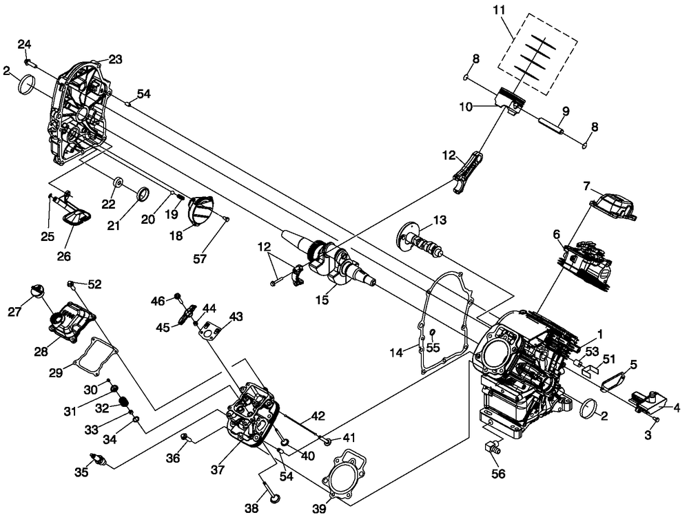 Engine 1 Diagram and Parts List for 0064400 (8149324 - 8245130)(2013) Generac Generator