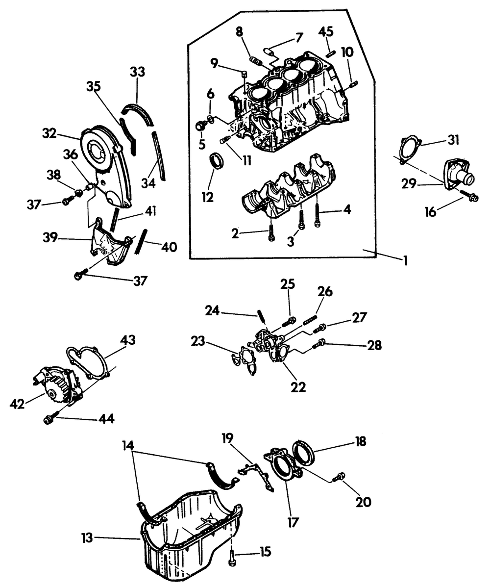 Cylinder Block And Oil Pan Diagram and Parts List for 9340-2  Generac Generator