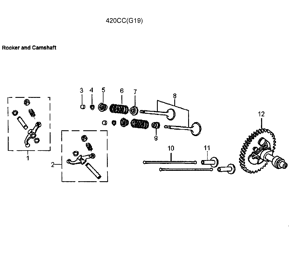 Camshaft Diagram and Parts List for GP7500E-5943-5  Generac Generator