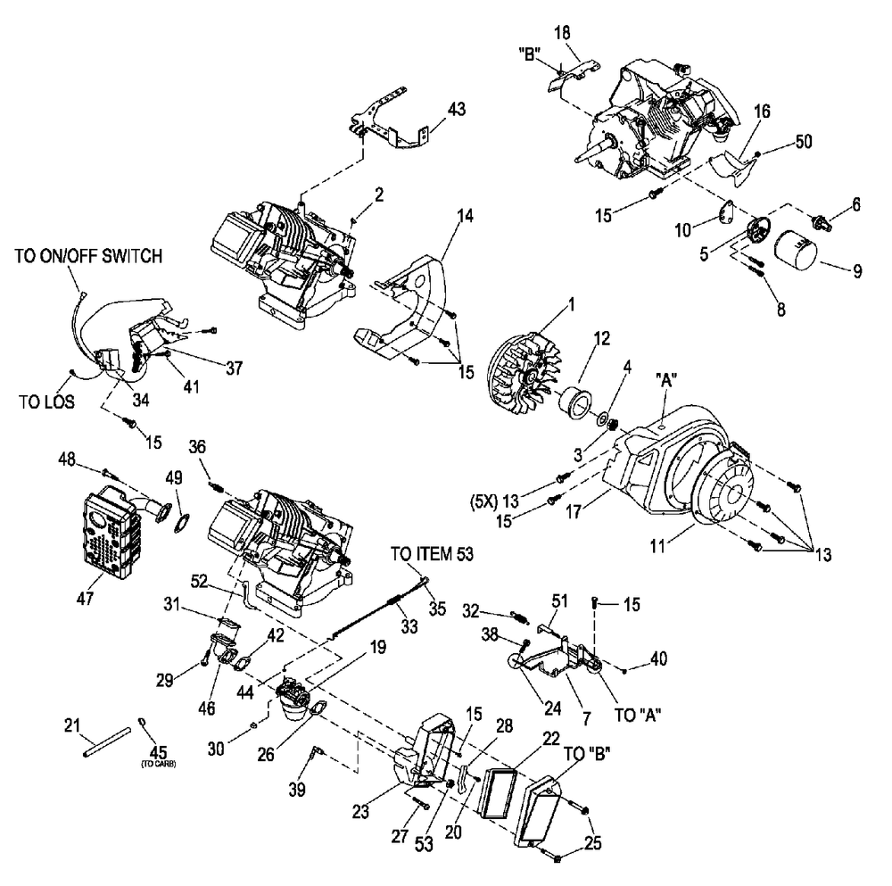 Gh-220 Engine (0h2154) Diagram and Parts List for XP4000 (5491019 - 5777880)(2010) Generac Generator