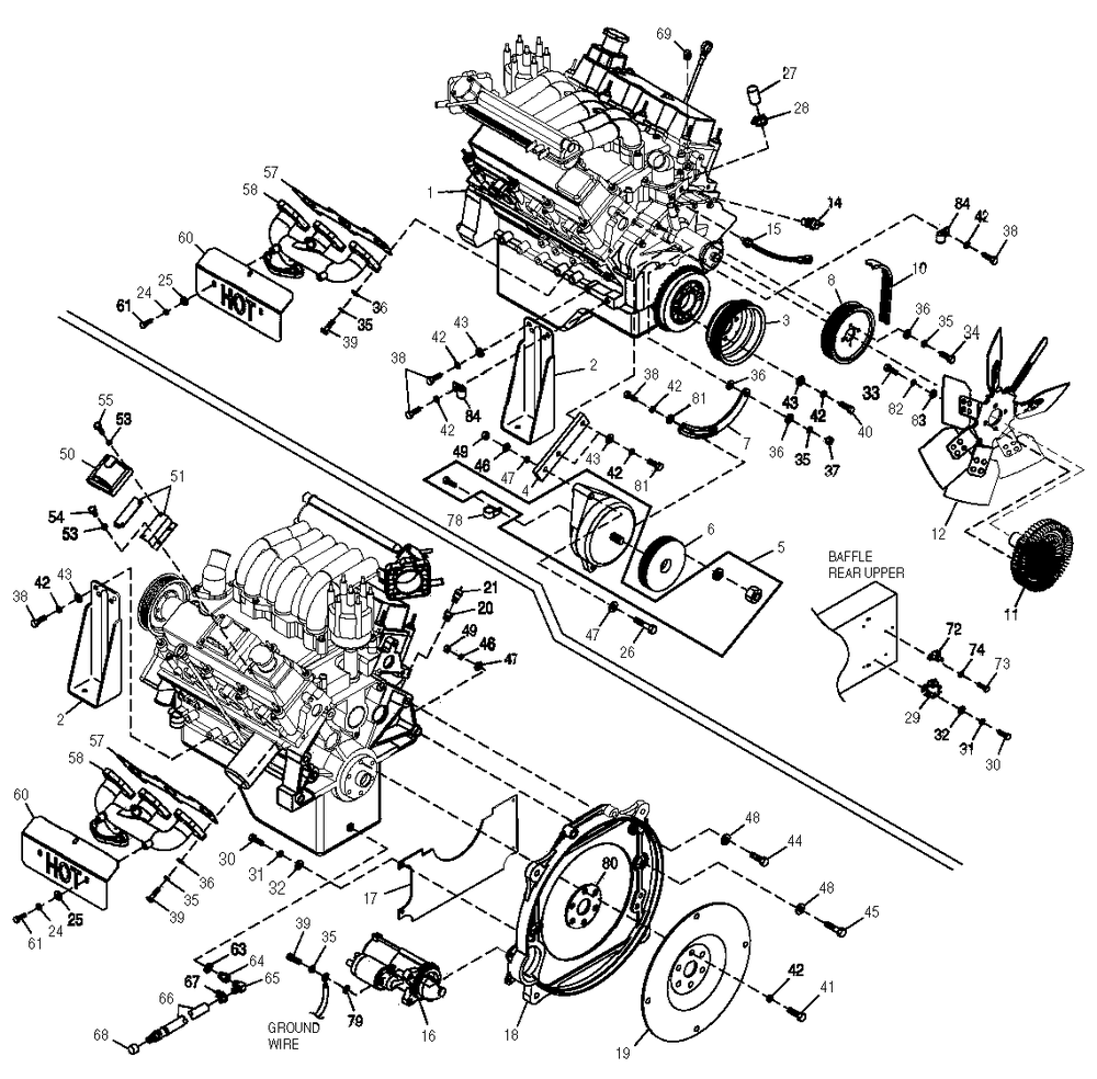Engine Diagram and Parts List for 0049883 (4162285 - 4373892)(2007) Generac Generator