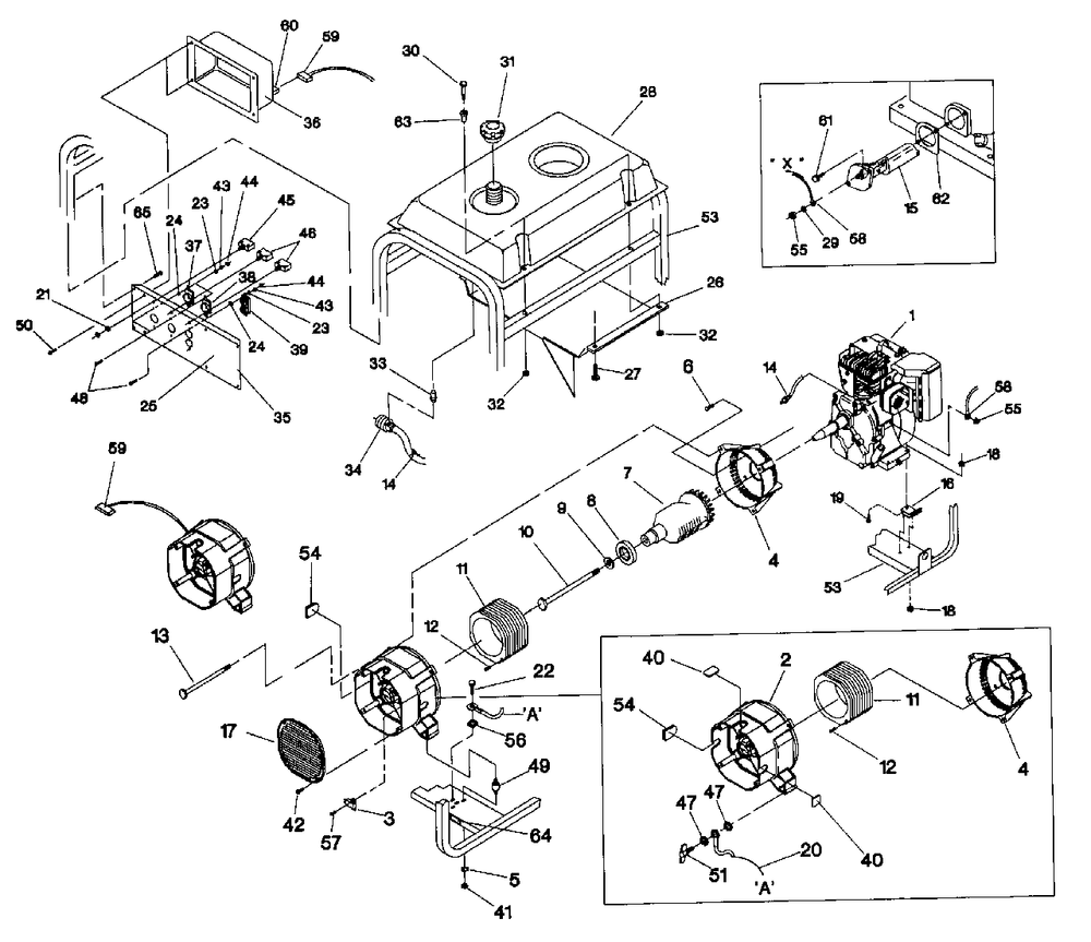 Generator Diagram and Parts List for SVP5000 (9719-3)(9719-3) Generac Generator