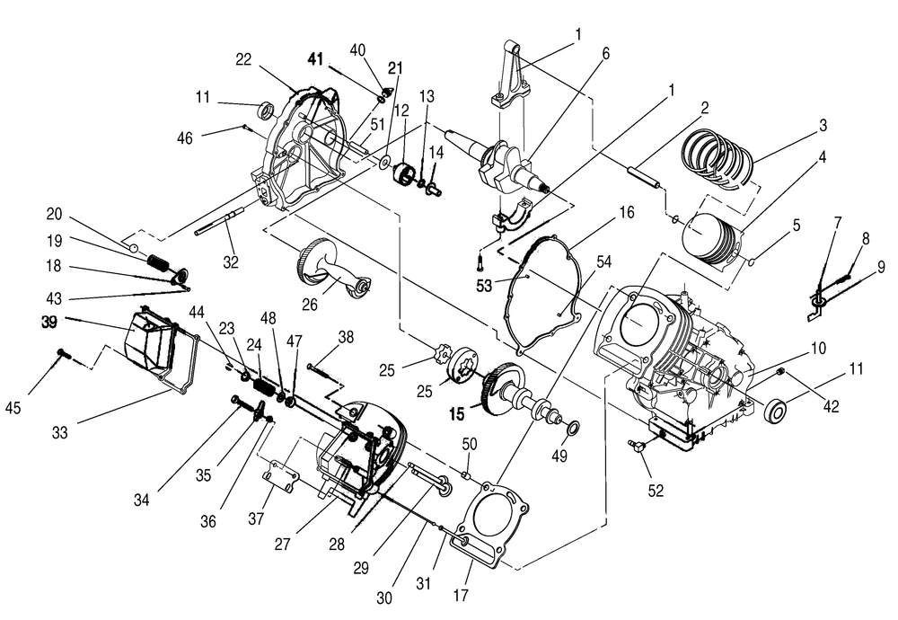 Engine 1 Diagram and Parts List for 0044563 (4117596 - 4138949)(2005) Generac Generator