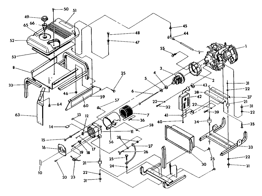Engine Drawing No. 20736 Diagram and Parts List for GN5500 (0488-1)(0488-1) Generac Generator