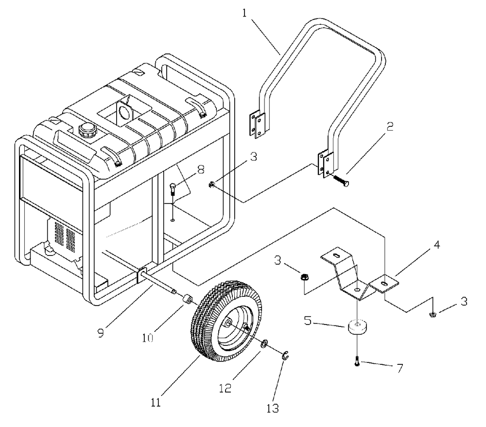 Wheel Kit Diagram and Parts List for 5500GCX (1786-0)(1786-0) Generac Generator