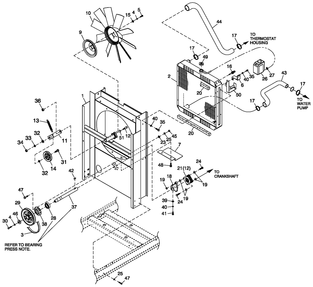C2 Cooling Sytem And Fan Drive Diagram and Parts List for ST04524ANSN (5509894 - 5644769)(2009) Generac Generator