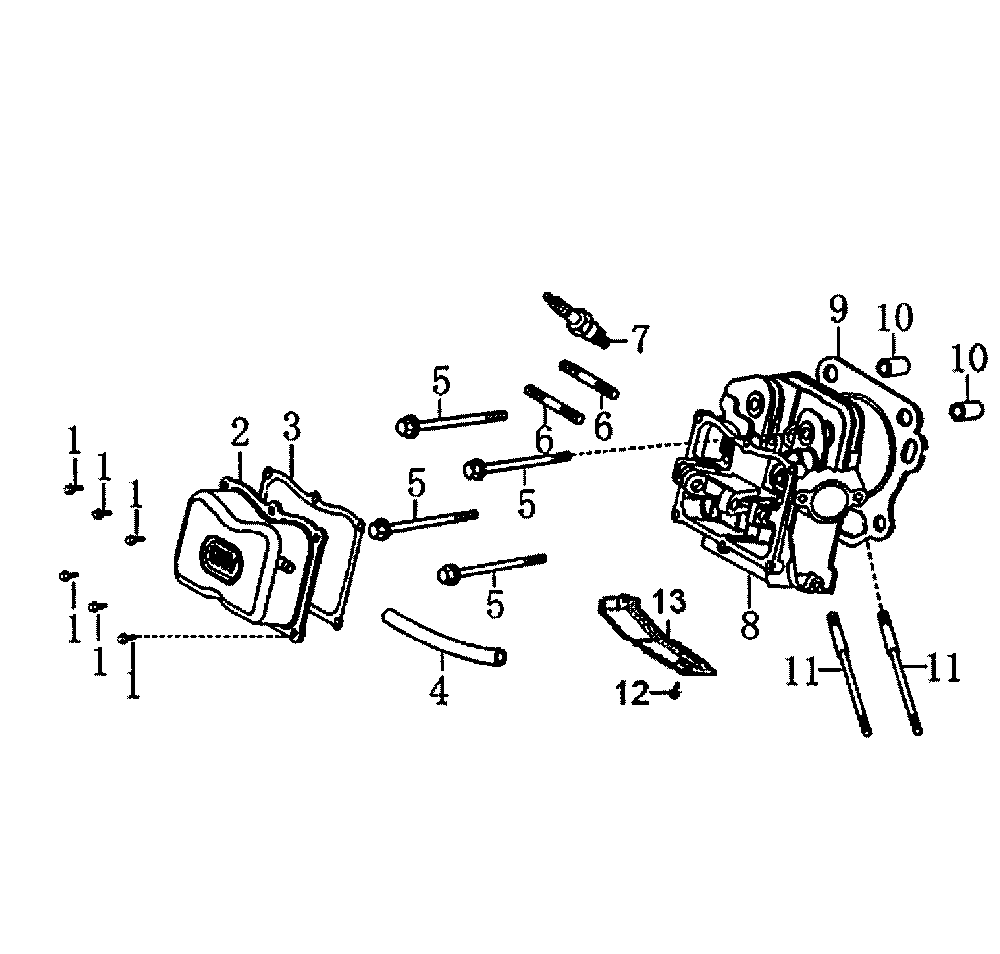 Cylinder head Diagram and Parts List for 5940-1  Generac Generator