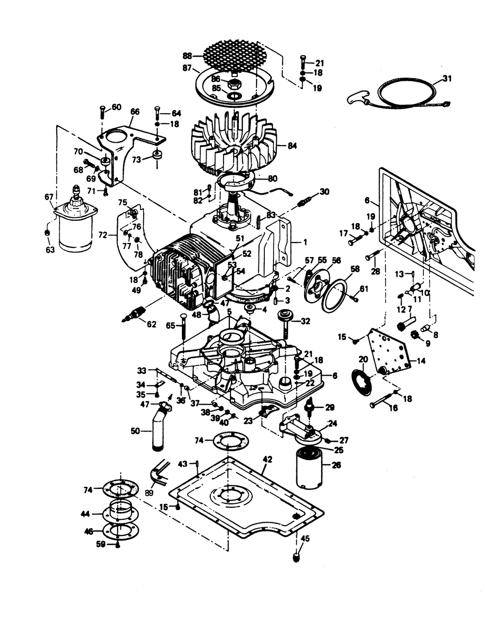 Engine Parts Assembly Diagram and Parts List for 6613-1  Generac Generator