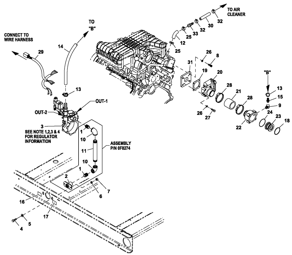 Fuel System 4.2l 48kw Diagram and Parts List for HT04542ANAX (6264225)(2011) Generac Generator