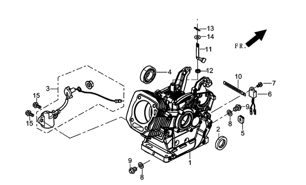 Crankcase Diagram and Parts List for 005939-5  Generac Generator