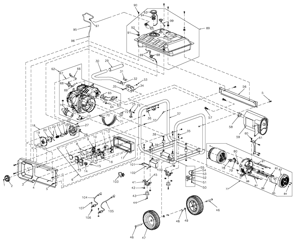 Diagram 2 Diagram and Parts List for 0066730 (8804263A - 9442014A)(2015) Generac Generator