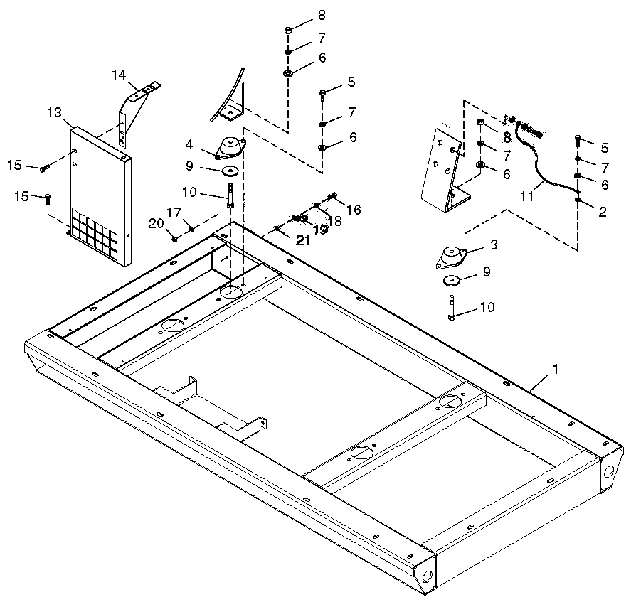 Mounting Base Diagram and Parts List for 0049132 (3797302 - 3797704)(2003) Generac Generator