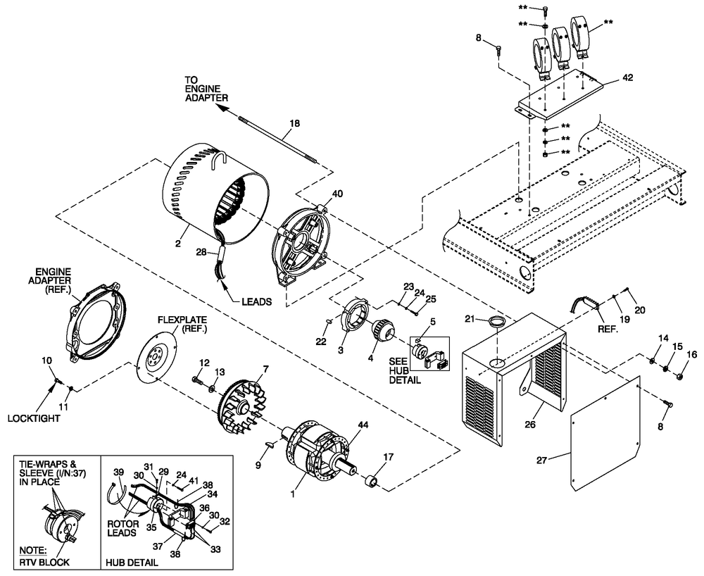 Ev Cpl Alternator Brushless 4p Diagram and Parts List for QT04554ANNNA (4501308 - 4636811)(2006) Generac Generator