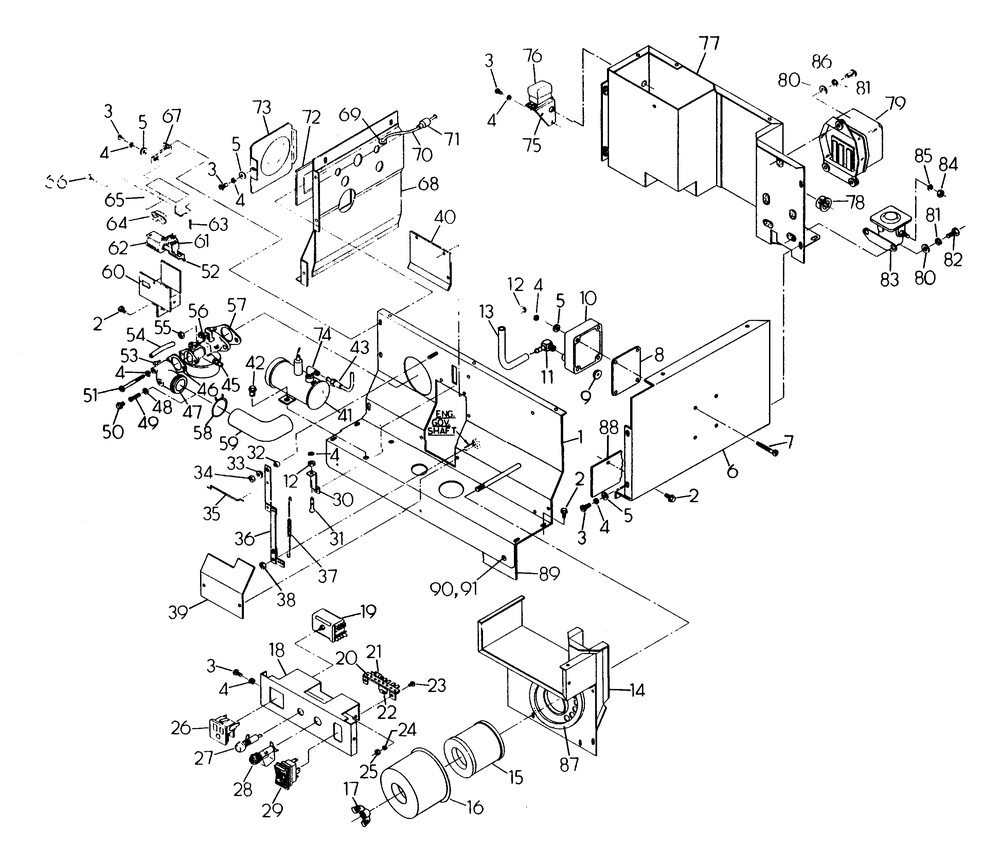 Engine Shrouding Diagram and Parts List for 6208-0  Generac Generator