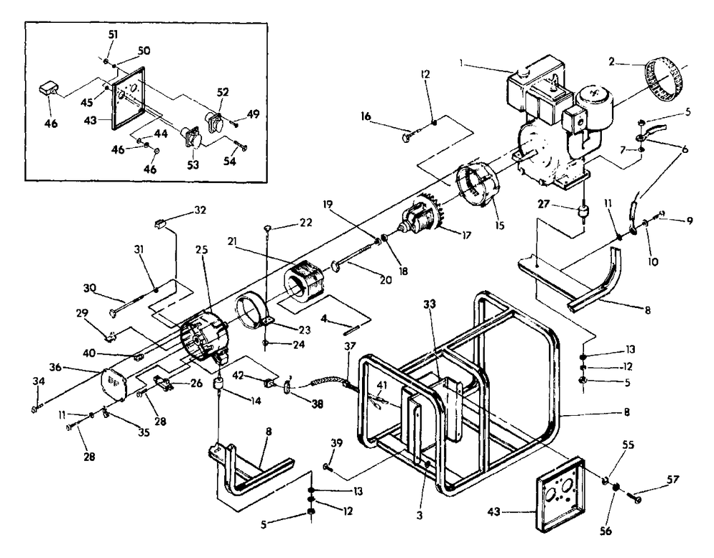 Generator Diagram and Parts List for ET2100 (9478-1)(9478-1) Generac Generator