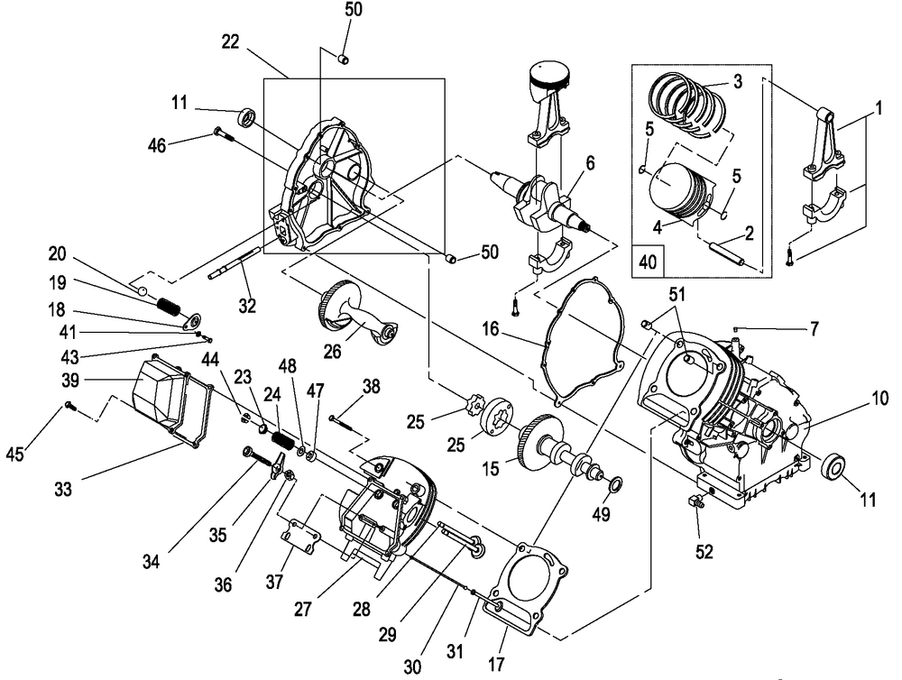 Longblock Parts Diagram and Parts List for 0062630 (8692252 - 8692267)(2014) Generac Generator